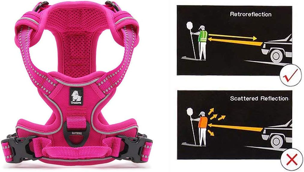 Truelove No Pull Dog Harness with Easy Control Handle and 2 Leash Attachments,Reflective Adjustable