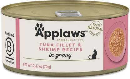 Applaws Natural Wet Cat Food in Gravy, Limited Ingredient Canned Wet Cat Food, No Additives, Made