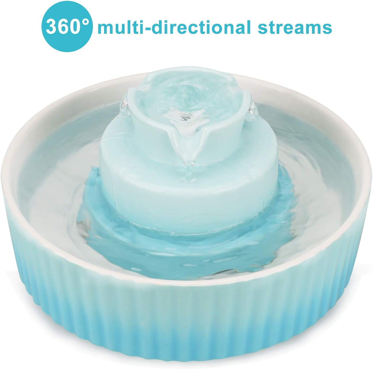 Ceramic Cat Water Fountain, 2.1L/71oz Cupcake Pet Fountain for Dog and Cat Indoor, 2 Ultra Quiet