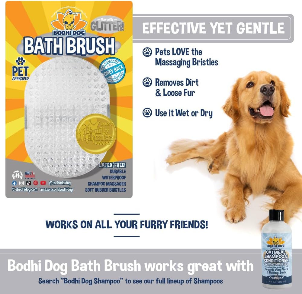 Bodhi Dog Shampoo Brush - Pet Grooming & Bath Supplies for Dogs and Cats - Bath Brush for Long &