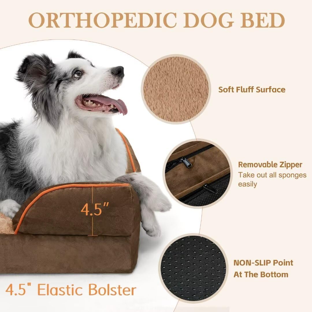 Comfort Expression Large Dog Beds Orthopedic Foam, Waterproof Dog Beds Dogs Sofa Bed Comfy Pet Bed