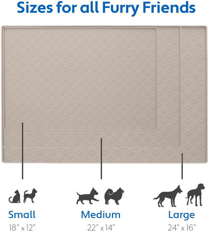 MIGHTY MONKEY 100% Waterproof Dog Food Mat, Raised Edges Silicone Pet Feeding Placemat for Cat