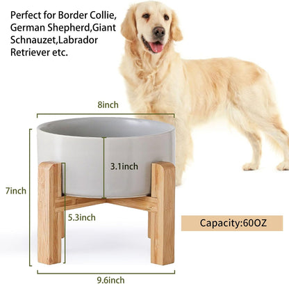 Petygooing Grey Elevated/Raised Ceramic Dog Bowl for Medium and Large Breeds, Dog Food Water Dish