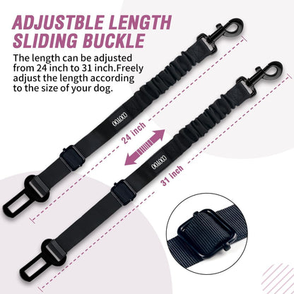 COOYOO Dog Seat Belt,3 Piece Set Retractable Dog Car Adjustable Seatbelts for Vehicle Nylon Pet