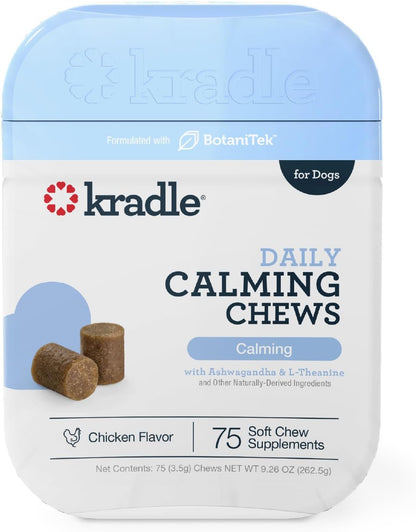 Kradle Calming Chews for Dogs - Anxiety and Stress Support - L-Theanine Ashwagandha GABA - Calming