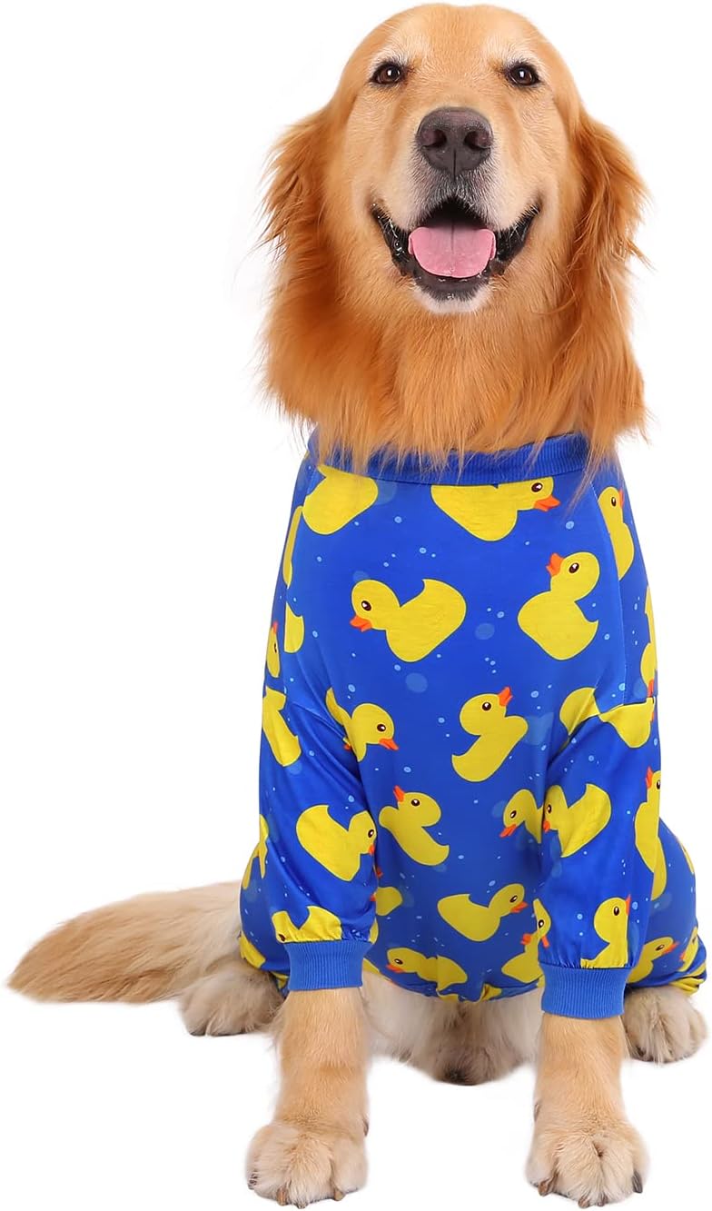 HDE Dog Pajamas One Piece Jammies Jumpsuit Pet Clothes Outfit Stretchy Lightweight Comfy Shirt Pjs