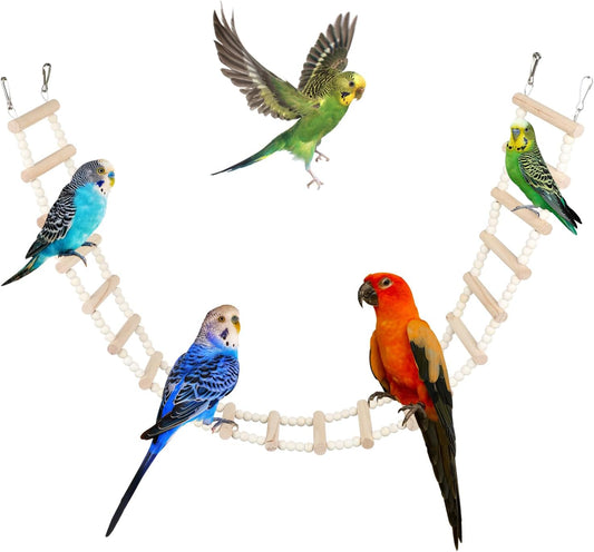 SIMENA Wooden Climbing Ladder for Birds & Hamsters, Interactive Swing & Ladder Toys for Small Pets