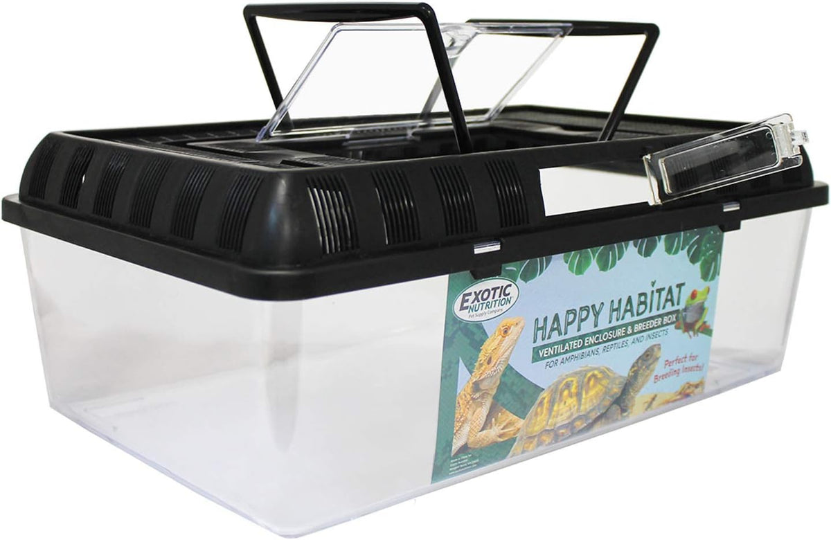 Happy Habitat (Large) - Ventilated Enclosure & Breeder Box - for Live Feeder Insects, Reptiles