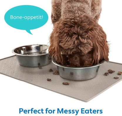 MIGHTY MONKEY 100% Waterproof Dog Food Mat, Raised Edges Silicone Pet Feeding Placemat for Cat
