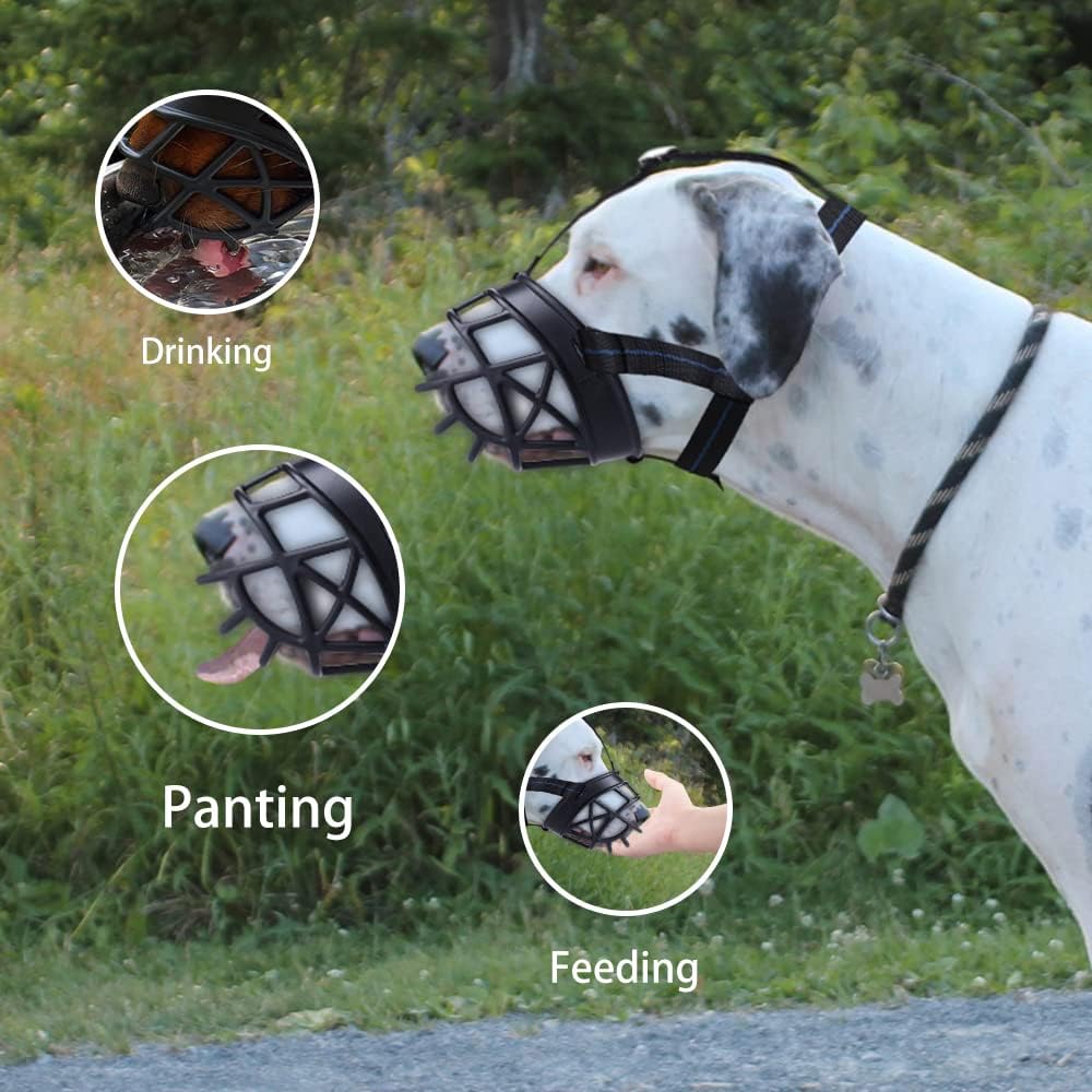 Dog Muzzle, Breathable Basket Muzzles for Small, Medium, Large and X-Large Dogs, Prevent Barking