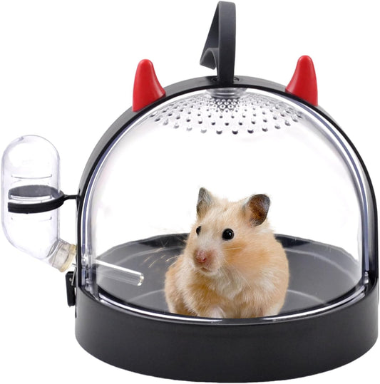 Portable Hamster Cage Travel Bag, High Permeability Hamster Travel Carrier with Water Bottle Small