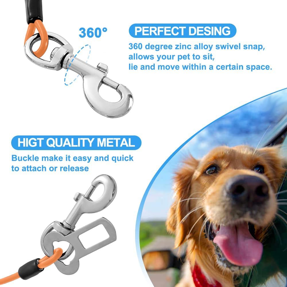 Dog Seat Belt Harness for Car,Dog Seatbelt of Coated Wire Leash Safety Restraint,No Chew Tether