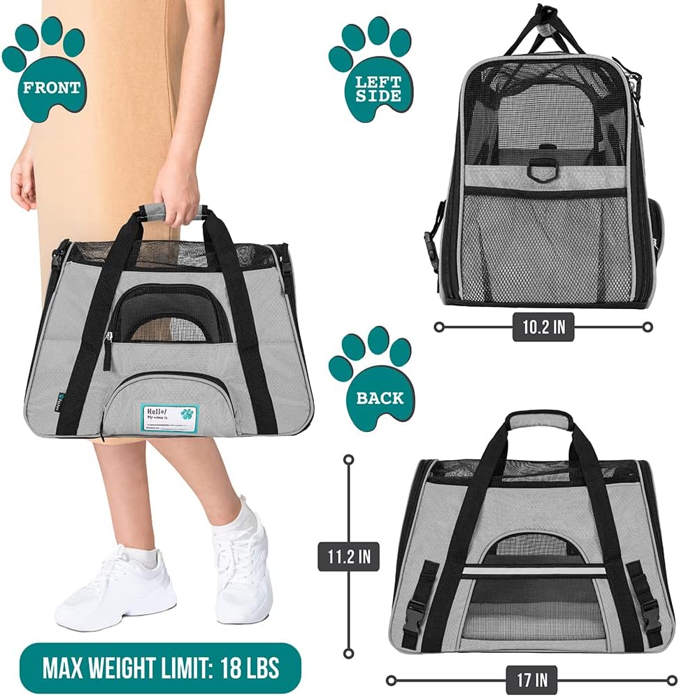 PetAmi Airline Approved Pet Carrier for Cat, Soft Sided Dog Carrier for Small Dogs, Cat Travel
