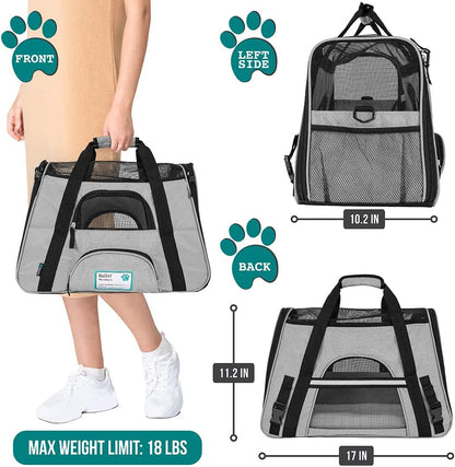 PetAmi Airline Approved Pet Carrier for Cat, Soft Sided Dog Carrier for Small Dogs, Cat Travel