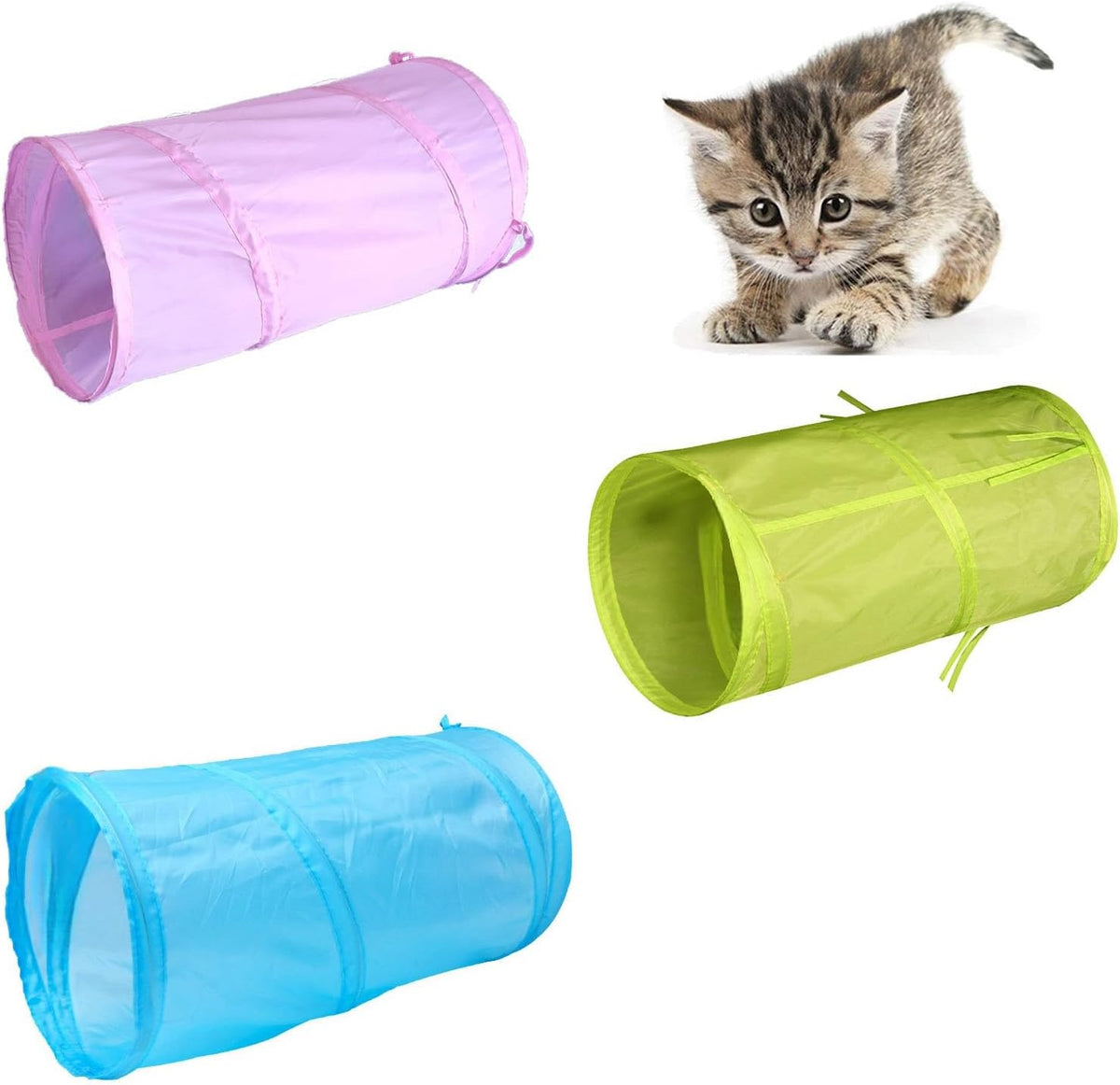 iCAGY Foldable Spiral Cat Tunnel - Indoor Toy for Small Cats, Kittens, and Rabbits - Tube for