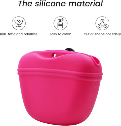 AUDWUD Silicone Dog Treat Pouch,Clip on Portable Training Container,Convenient Magnetic Buckle