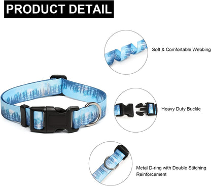 Mercano Adjustable Dog Collar - Special Design Patterns, Soft Nylon Comfortable Durable Pet Collar