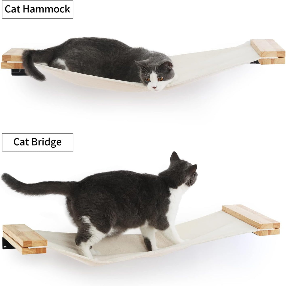 FUKUMARU Cat Wall Furniture, 34 x 13 inch Cats Hammock Shelves, Rubberwood Kitten Window Perch