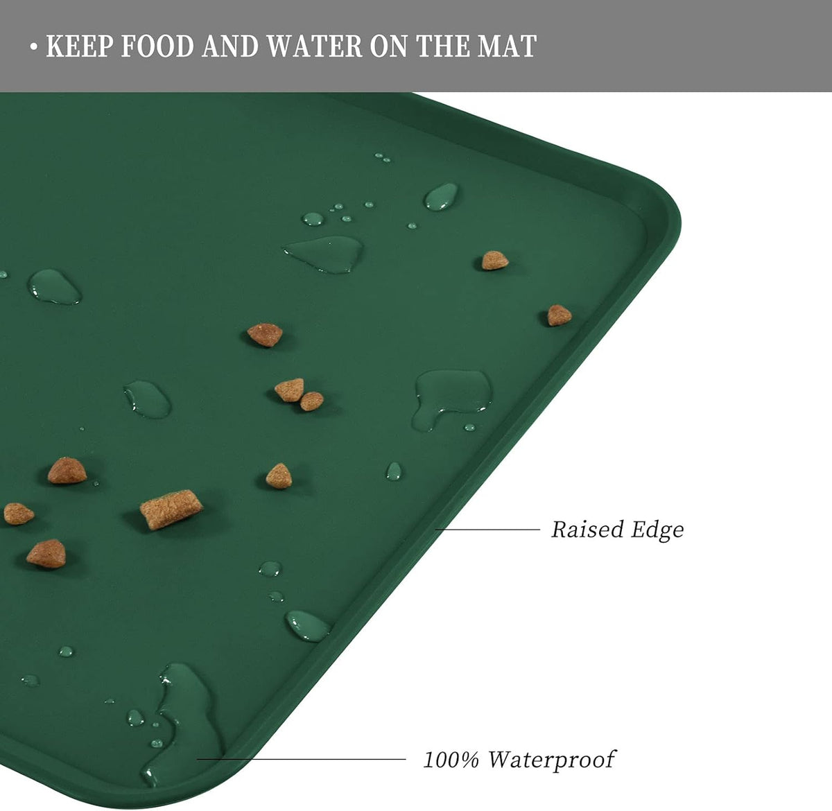 Waterproof Pet Feeding Mat with High Raised Edges, Heavier and Thicker Placemats for Cat Dog Water