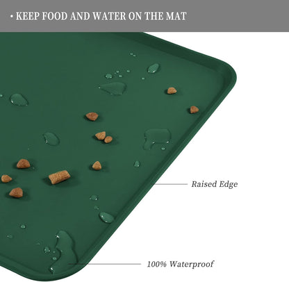 Waterproof Pet Feeding Mat with High Raised Edges, Heavier and Thicker Placemats for Cat Dog Water
