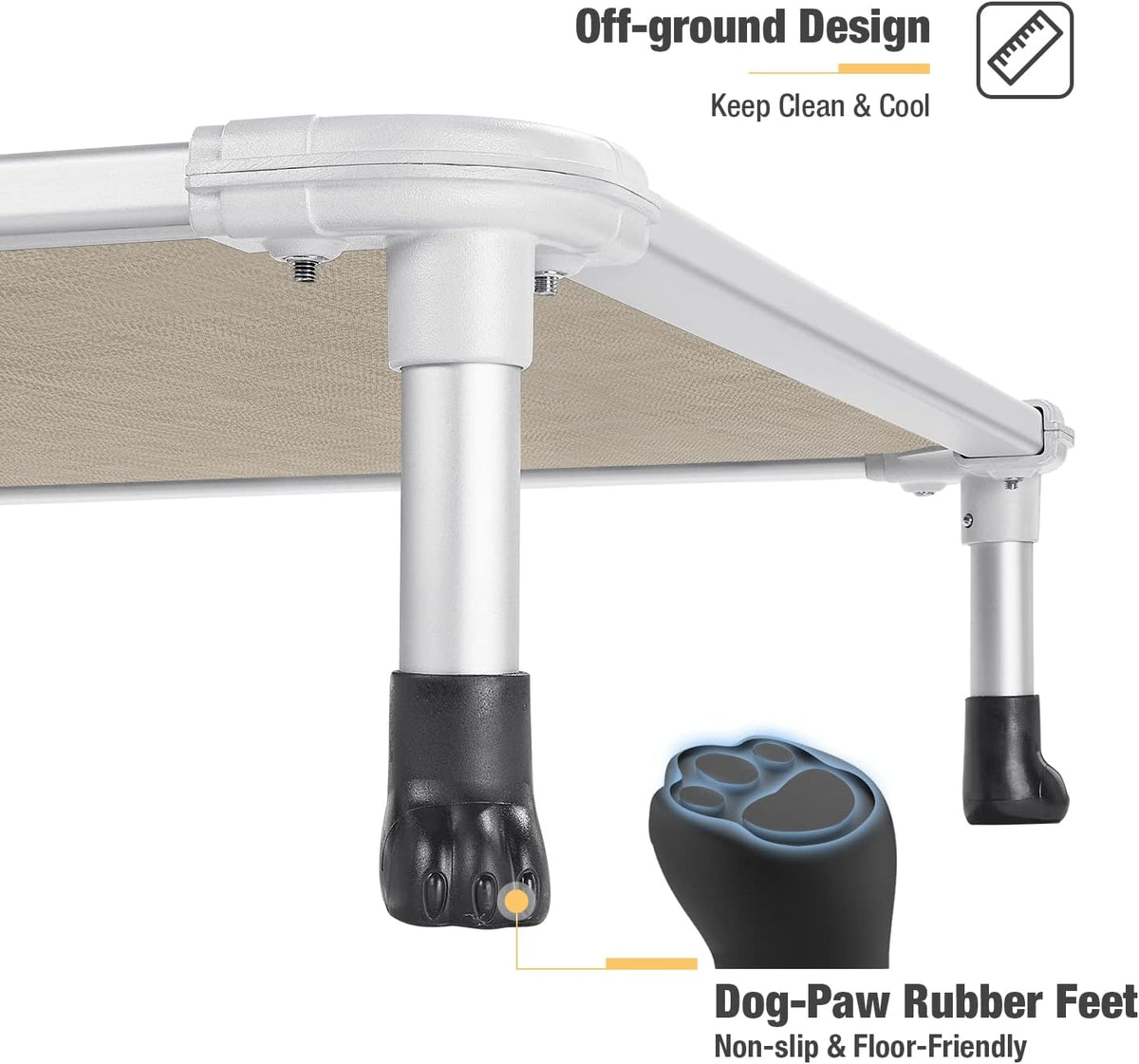 Veehoo Chew Proof Elevated Dog Bed - Cooling Raised Pet Cot - Silver Aluminum Frame and Durable