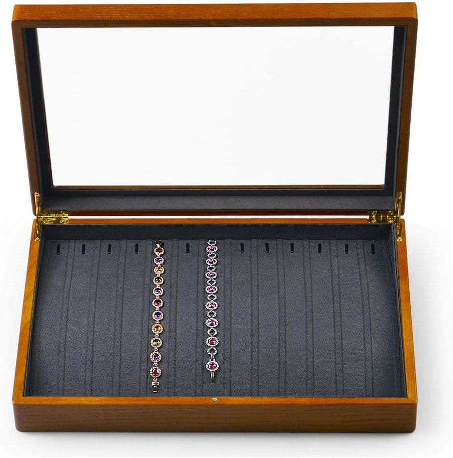 Oirlv Solid Wooden Necklace/Bracelet/Pendant Jewelry Organizer Box 13 Lattice Necklace Showcase