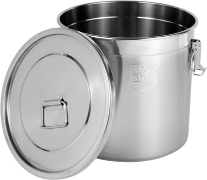 DYNAMI 5.5Gal 304 Stainless Steel Airtight Container with Lid and Locking Clamp,17-38Lbs Metal