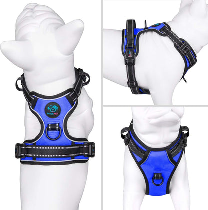 PHOEPET No Pull Dog Harnesses for Small Puppies Reflective Adjustable Front Clip Vest with 2 Metal