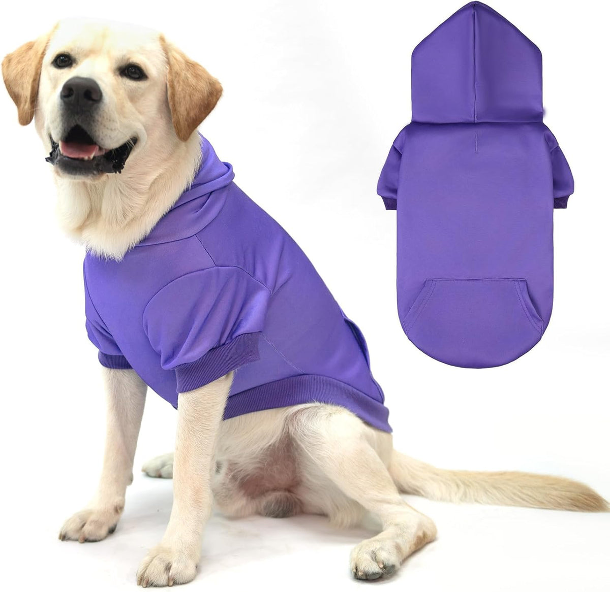 KOOLTAIL Basic Dog Hoodie - Soft & Warm Dog Hoodie Sweater with Leash Hole and Pocket, Dog Winter