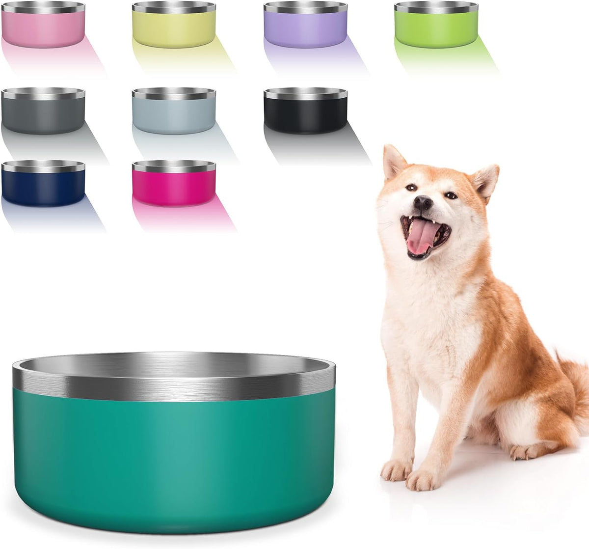 Dog Bowl, Stainless Steel Dog Food and Water Bowl with Non Slip Quiet Bottom, Easy to Clean