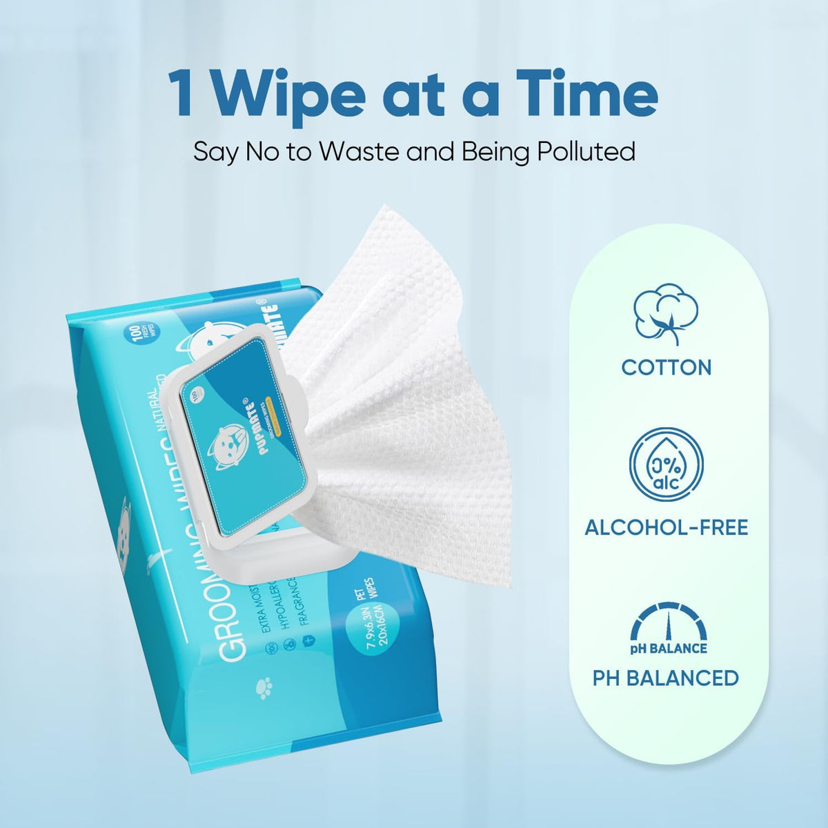 Natural Pet Grooming Wipes, 100 Fresh Counts, Extra Moist & Thick for Dogs & Cats, Puppies &