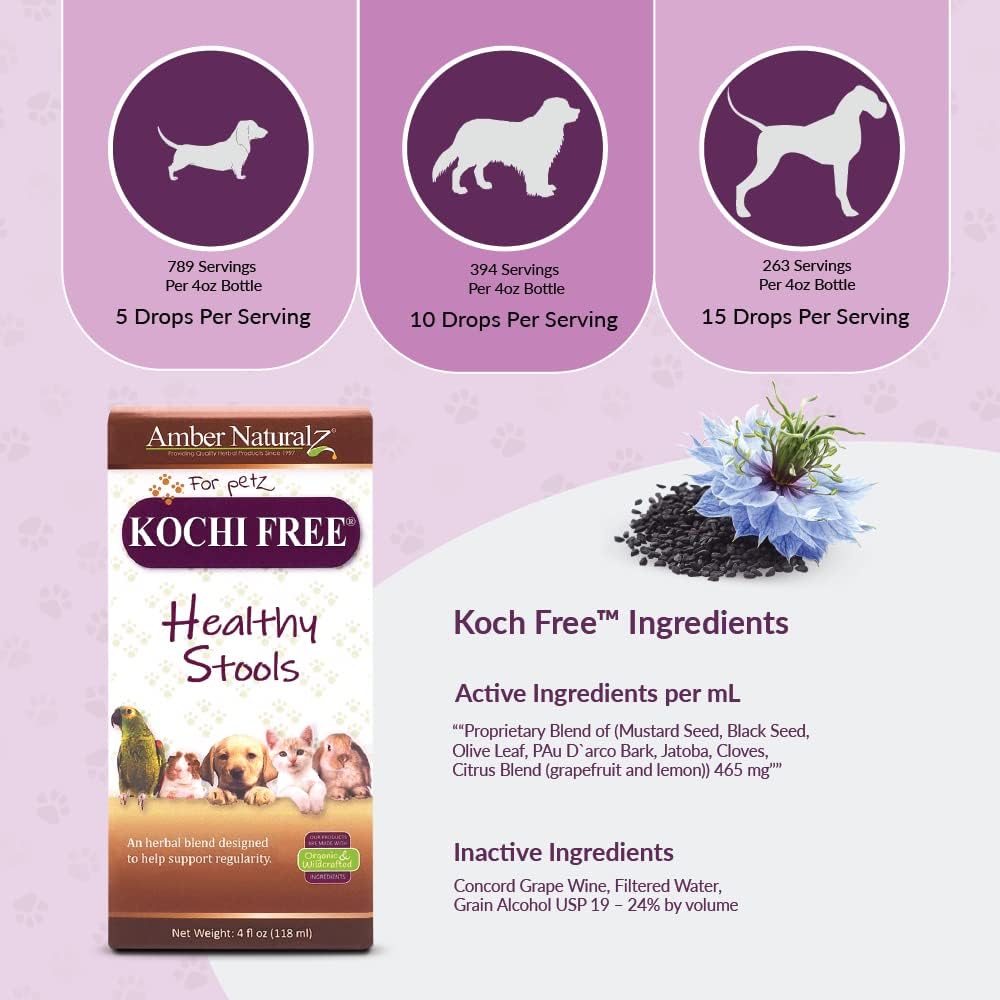 Amber NaturalZ Kochi Free Herbal Supplement for Dogs, Cats, Birds, Rabbits, and Guinea Pigs |