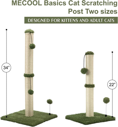 MECOOL 34“ Tall Cat Scratching Post Premium Basics Kitten Scratcher Sisal Scratch Posts Trees with