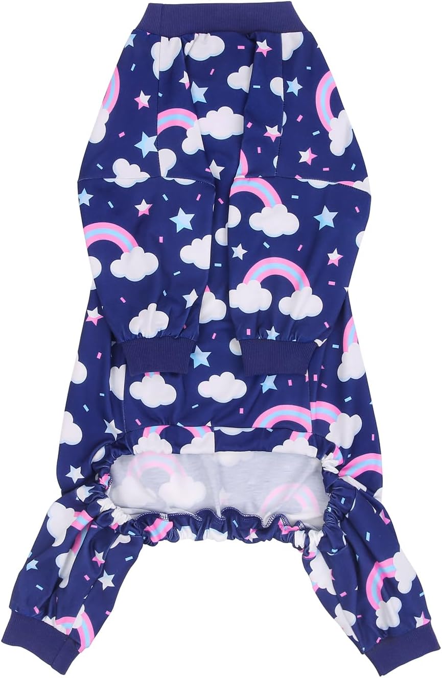 HDE Dog Pajamas One Piece Jammies Jumpsuit Pet Clothes Outfit Stretchy Lightweight Comfy Shirt Pjs