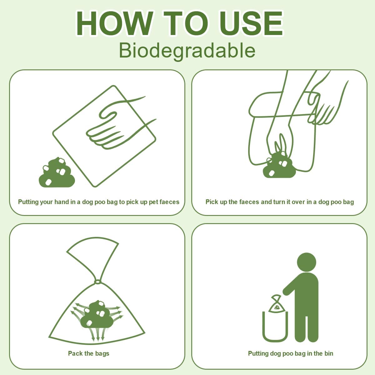 Green Dog Poo Bags Lavender scent - 270 Large Biodegradable Poop Bags, Extra Thicken Strong Corn