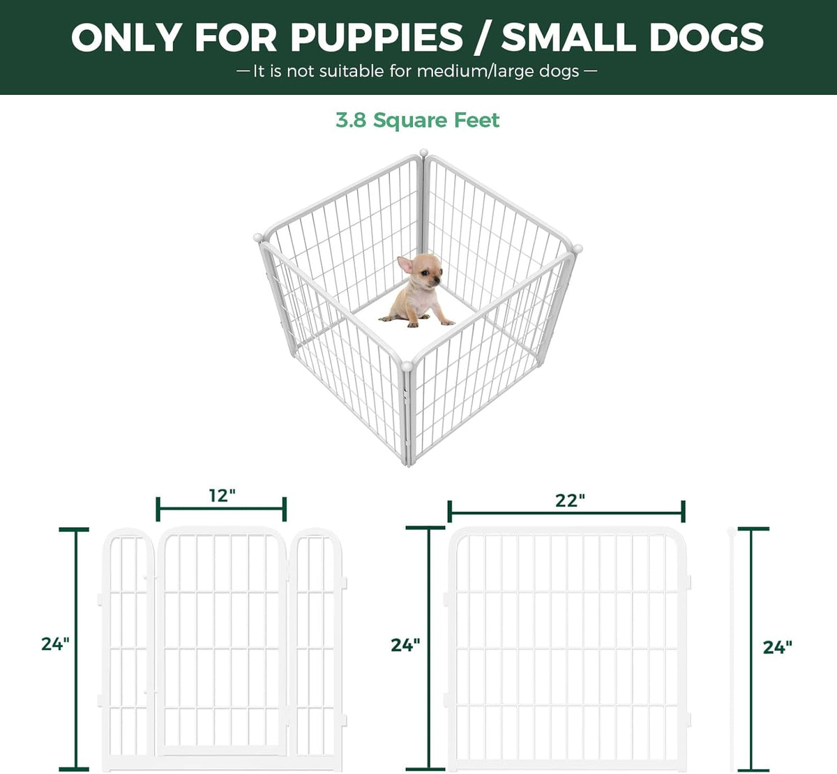 FXW Homeplus Unleashed Indoor Dog Playpen - Stress-Free and Safe Play, Heavy Duty 24 Inch 4 Wire