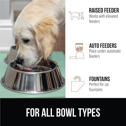 GORILLA GRIP 100% Waterproof Raised Edge BPA Free Silicone Pet Feeding Mat, Dog Cat Food Mats