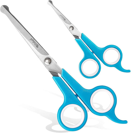 BOSHEL Dog Grooming Scissors for Dogs at Home (2 Pc) - Razor Sharp Stainless Steel Dog Scissors for