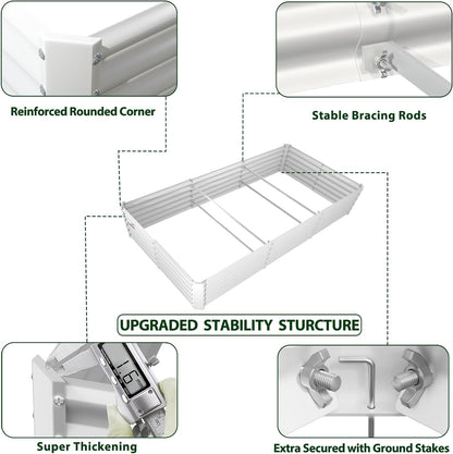 A ANLEOLIFE 8X4X1.5 ft Galvanized Raised Garden Bed, Rectangle Above Ground Modular Metal Planter