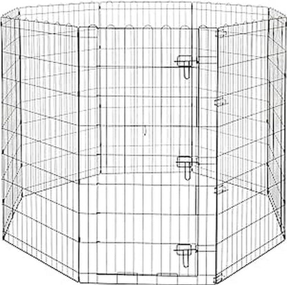 Amazon Basics Foldable Octagonal Metal Exercise Dog Playpen - Indoor/Outdoor, Single Door, Extra