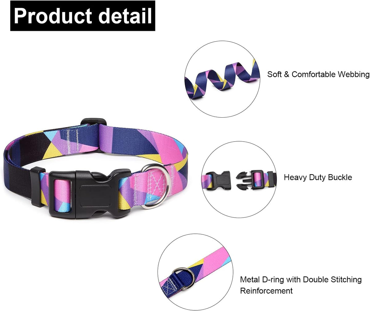 Mercano Adjustable Dog Collar - Special Design Patterns, Soft Nylon Comfortable Sturdy Pet Collar