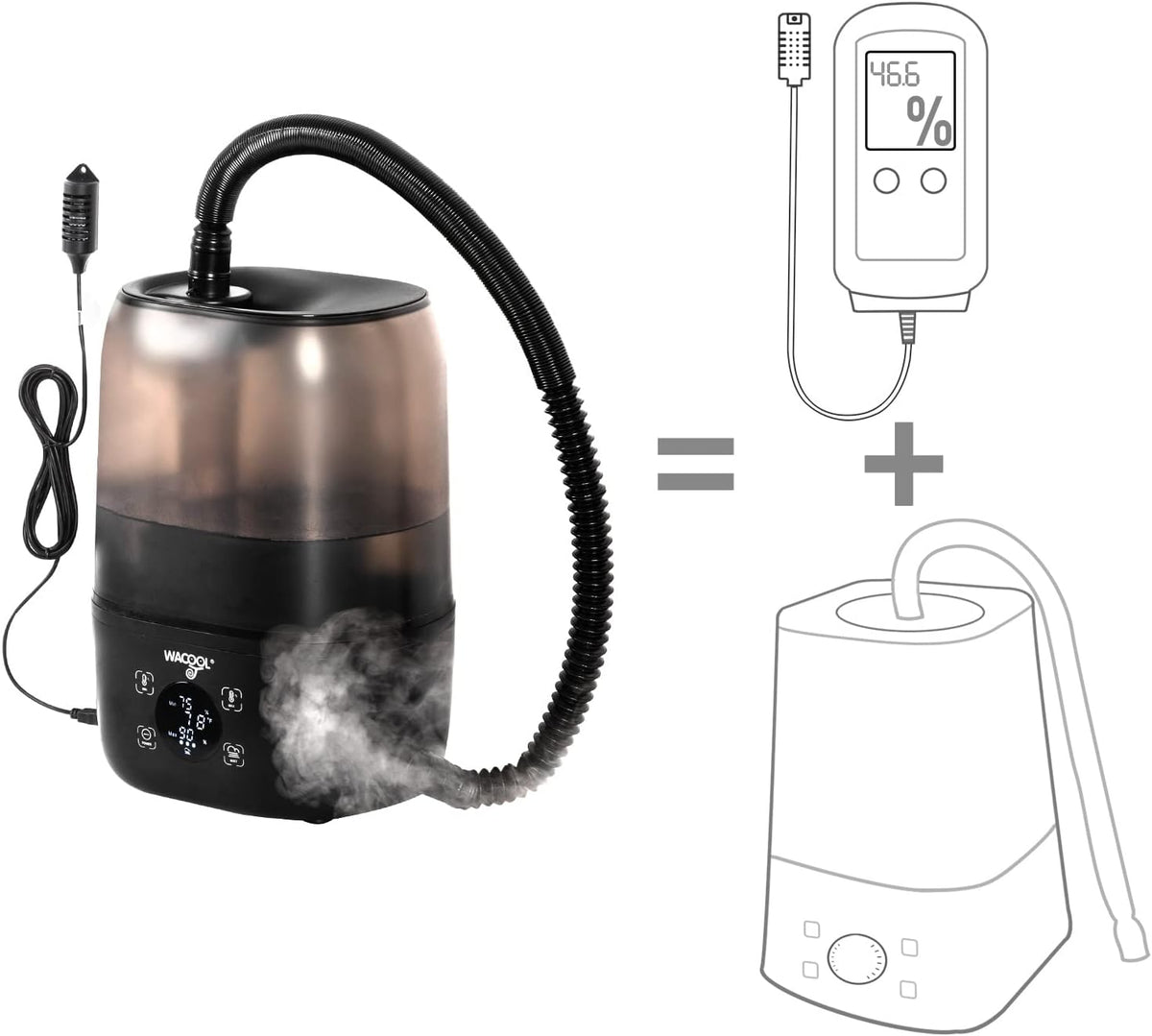 WACOOL Reptile Fogger with Humidity Controller, 4L Large Tank Reptile Humidifier with Humidistat &