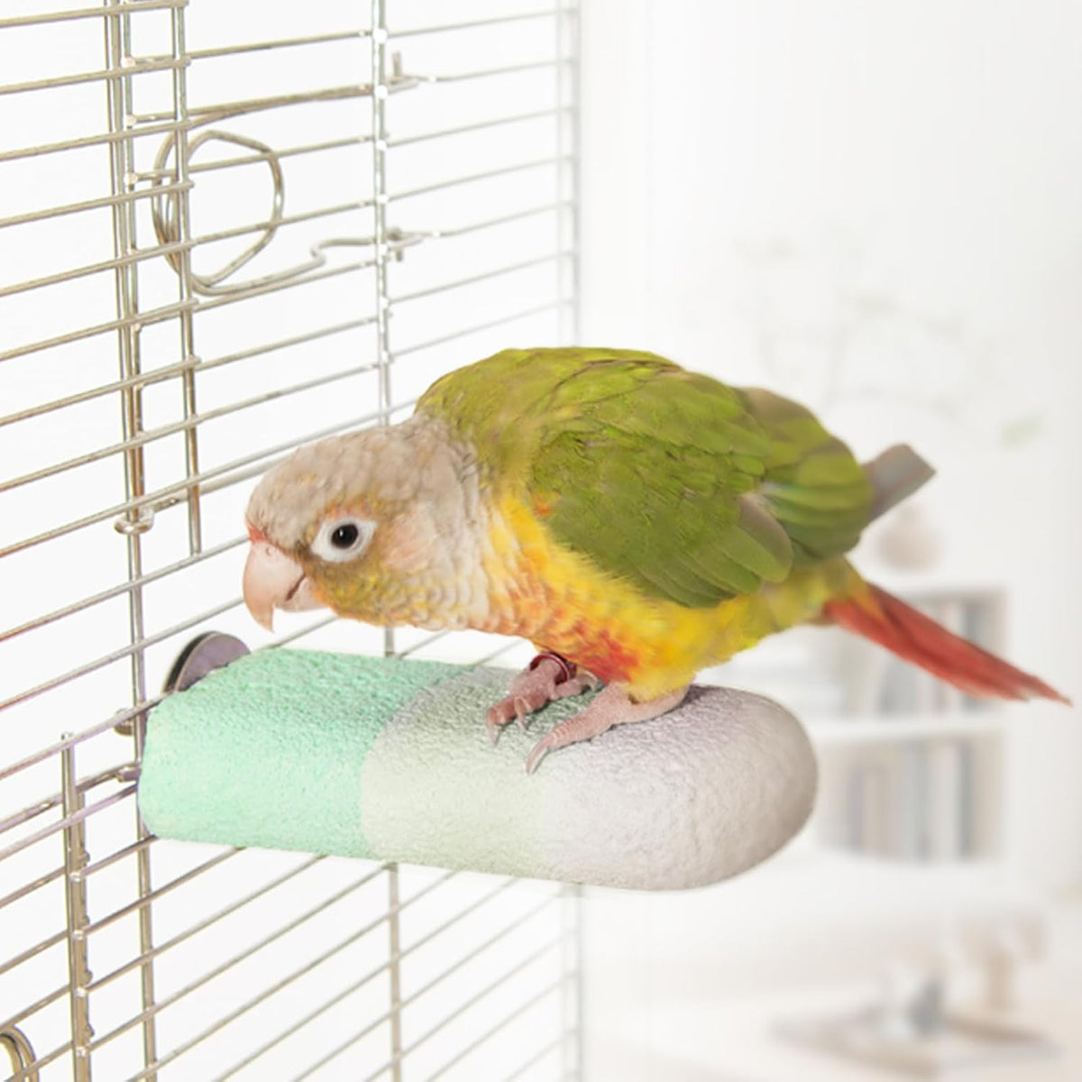 Natural Mineral Bird Perch for Cage Parrot Perch Platform for Beak Grinding Claw Trimming & Chewing