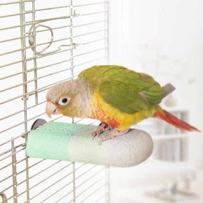 Natural Mineral Bird Perch for Cage Parrot Perch Platform for Beak Grinding Claw Trimming & Chewing