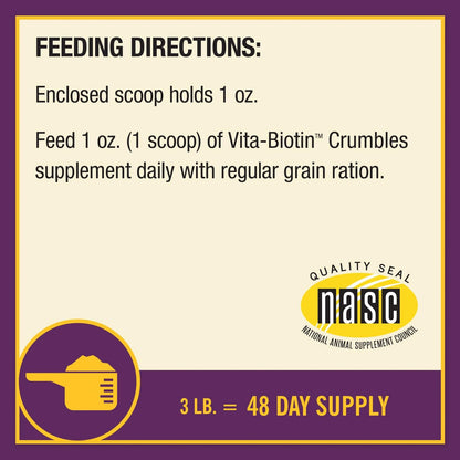 Horse Health Vita Biotin Crumbles horse hoof Supplement, Helps maintain healthy, sound hooves and