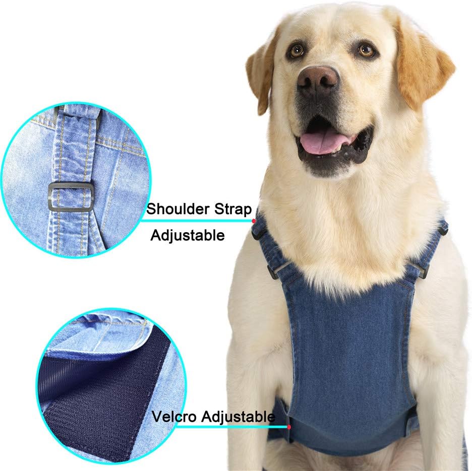 Classic Dog Jeans Overall for Medium Large Dogs,Pet Denim Jumpsuit Onesies Clothes Costumes for