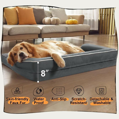 Large Dog Bed Orthopedic Washable - Memory Foam - XXL Large Big Dogs - Beds Bolster Pet - Couch