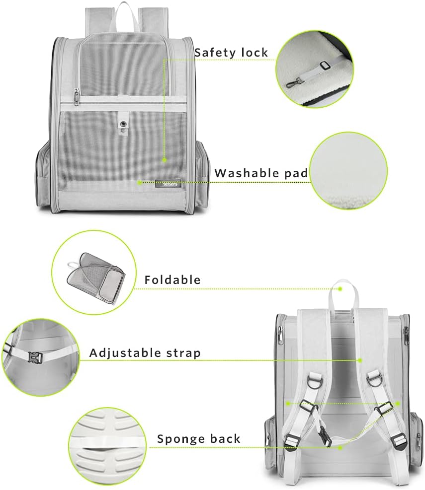 Texsens Pet Backpack Carrier for Small Cats Dogs | Ventilated Design, Safety Straps, Buckle