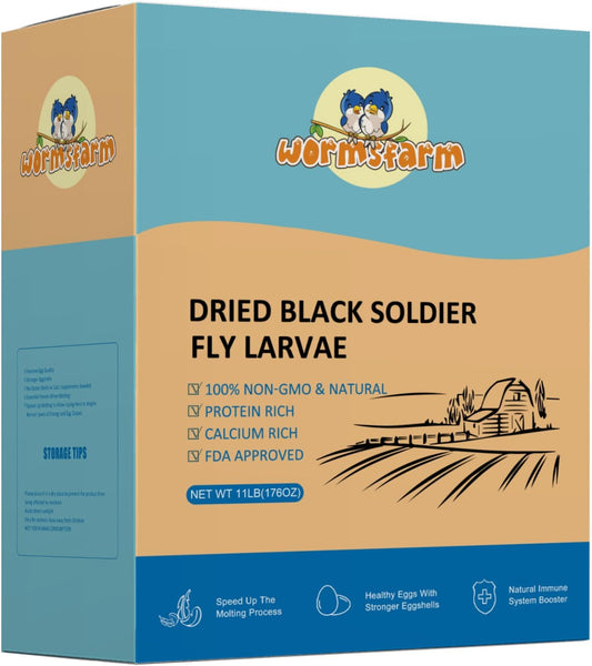 11LB Dried Black Soldier Fly Larvae,Chicken Feed More Calcium Than Mealworms for Chickens,Laying