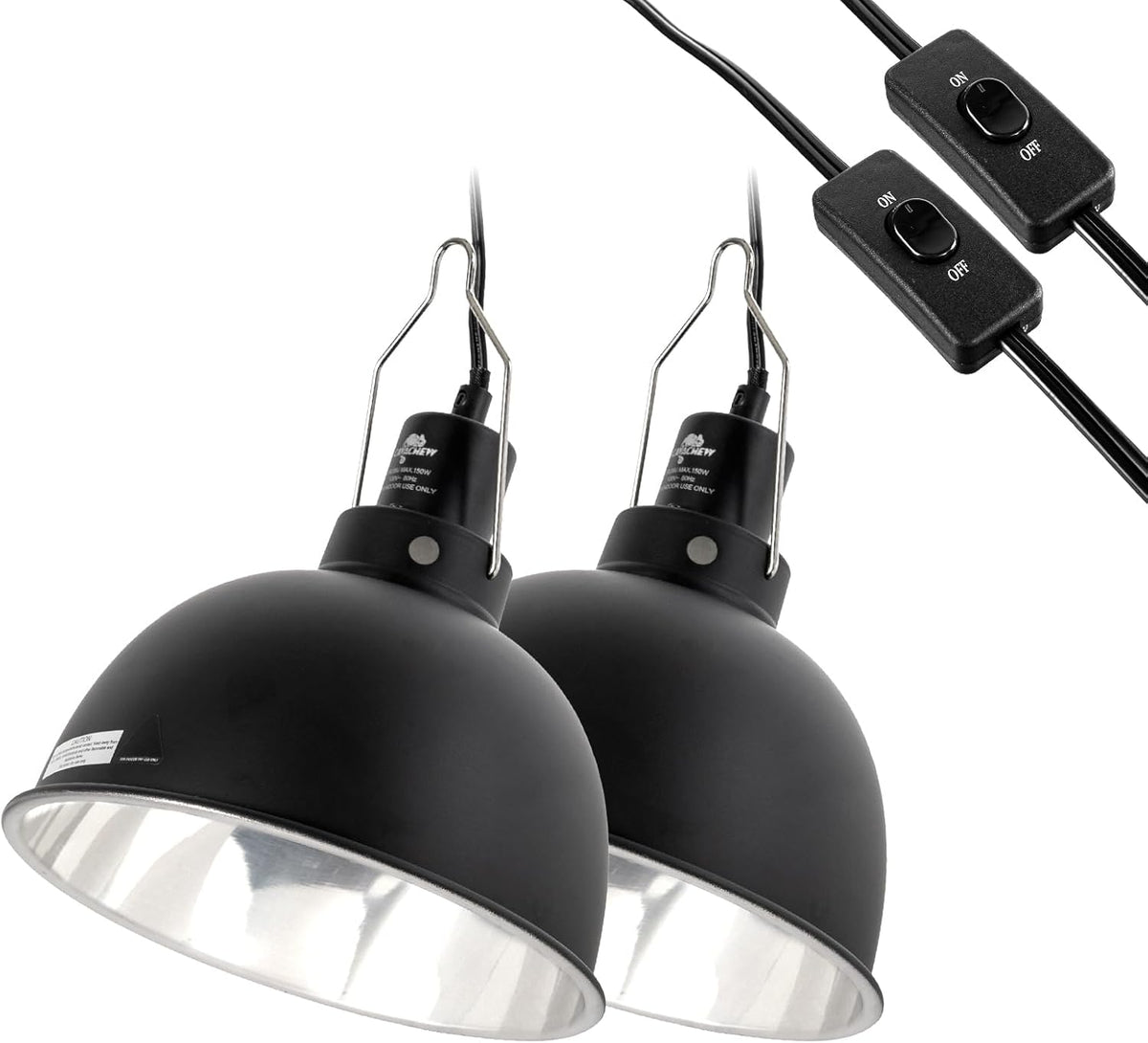 2 Pack Reptile Light Fixture, 8.5in Deep Dome Reptile Lamp Fixture, Optical Reflection Cover